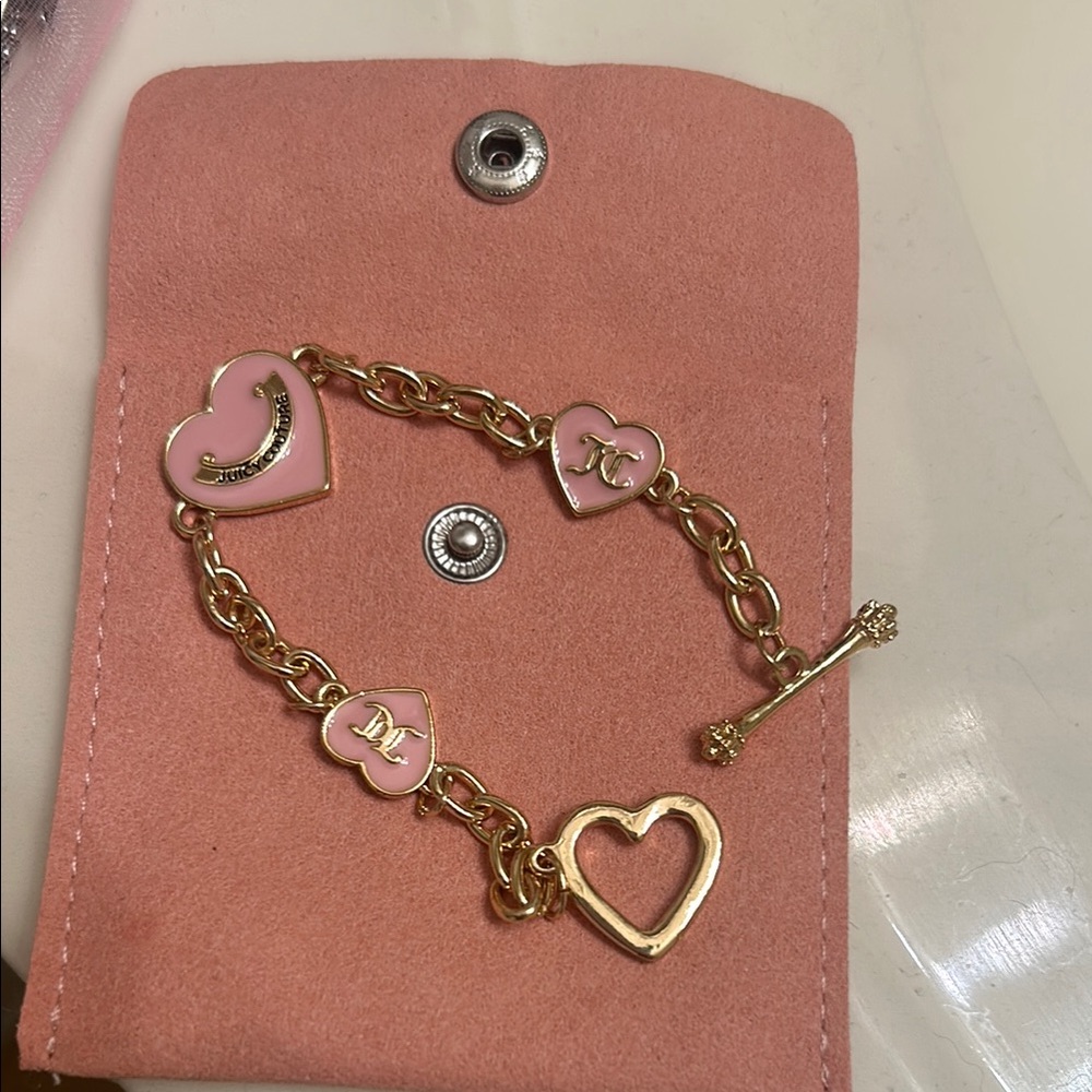Juicy Couture gold and pink heart bracelet - Picture 1 of 1